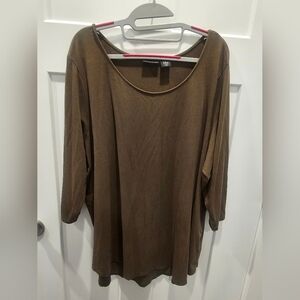Tahari Women’s 3X Olive Green Tunic Top Pima Cotton Modal Blend Plus Size